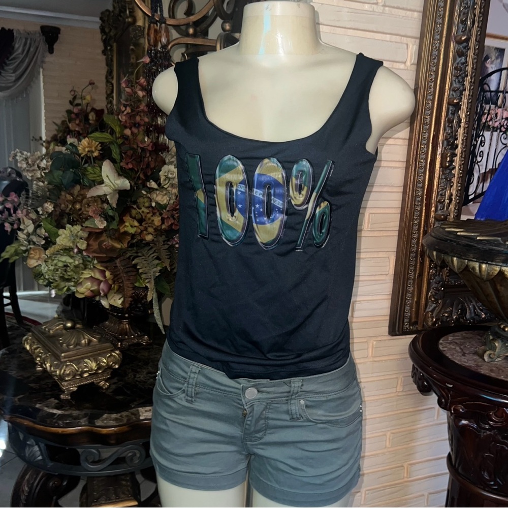 Black Graphic Women's Top and dark green color short . 2 pieces for one price